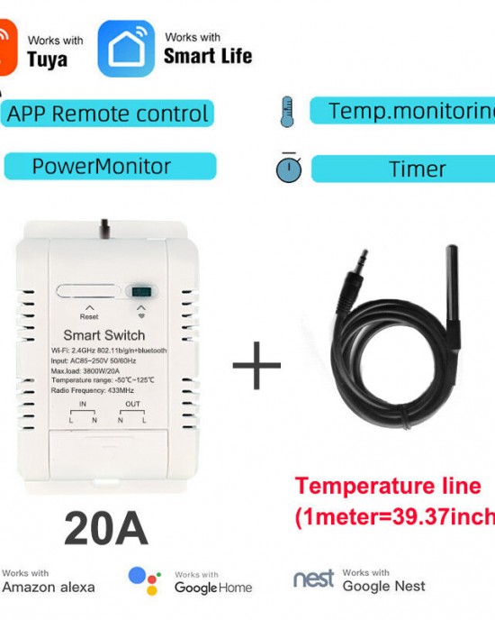20A Smart WiFi Temperature Humidity Monitoring Switch TYTHE D1 with Remote Control Real Time Monitoring Comprehensive Record Keeping AC 85 250V High Current Compatibility Ideal for Smart Home Automation 20A Smart WiFi Temperature Humidity Monitoring Switch TYTHE D1 with Remote Control Real Time Monitoring Comprehensive Record Keeping AC 85 250V High Current Compatibility Ideal for Smart Home Automation