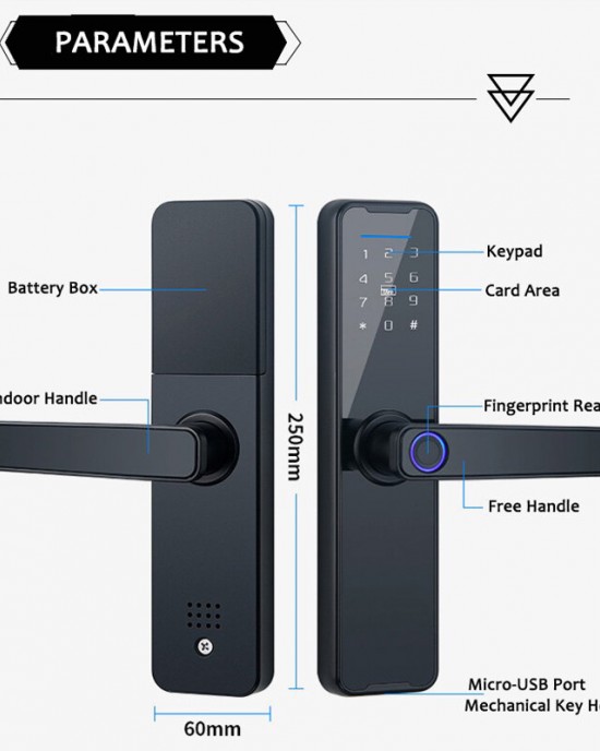 WAFU WF H6 Tuya bluetooth Digital Electronic Lock Smart Door Lock Fingerprint Card Password Key Unlock Security Anti theft Smart Home Hotel Office WAFU WF H6 Tuya bluetooth Digital Electronic Lock Smart Door Lock Fingerprint Card Password Key Unlock Security Anti theft Smart Home Hotel Office