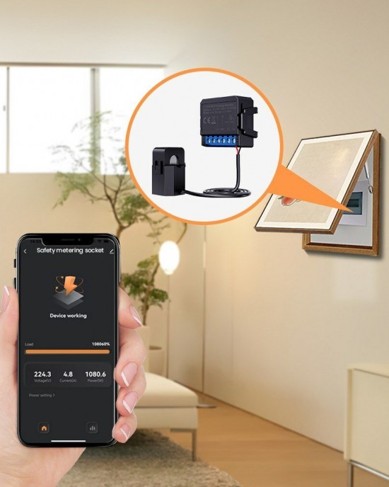 Tuya WiFi Energy Monitoring Meter with Real Time Power Consumption Statistics User Defined Power Settings Easy Installation for Intelligent Energy Management System Tuya WiFi Energy Monitoring Meter with Real Time Power Consumption Statistics User Defined Power Settings Easy Installation for Intelligent Energy Management System