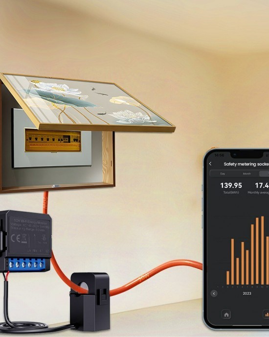 Tuya WiFi Energy Monitoring Meter with Real Time Power Consumption Statistics User Defined Power Settings Easy Installation for Intelligent Energy Management System Tuya WiFi Energy Monitoring Meter with Real Time Power Consumption Statistics User Defined Power Settings Easy Installation for Intelligent Energy Management System