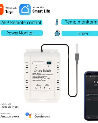 20A Smart WiFi Temperature Humidity Monitoring Switch TYTHE  D1 with Remote Control Real  Time Monitoring Comprehensive Record Keeping AC 85  250V High Current Compatibility Ideal for Smart Home Automation