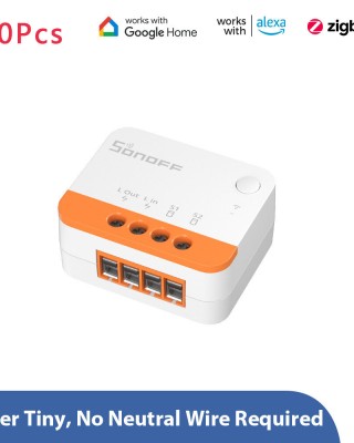 10Pcs Sonoff ZBMINI L2 Smart Zigbe3 0 Switch No Neutral Required Intelligent Two  way Control Relay Module Timer Voice Control with Alexa Google Zigbe Hubs