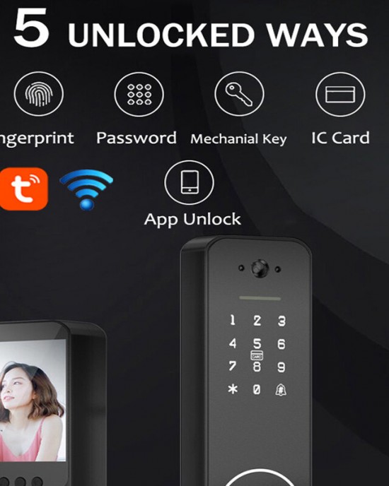 WAFU Tuya WiFi Smart Fingerprint Doorlock with Camera Password Key IC Card APP Unlock Electronic Home Door Lock Built in 3 5inch HD Screen Visual for Home Security Safety WAFU Tuya WiFi Smart Fingerprint Doorlock with Camera Password Key IC Card APP Unlock Electronic Home Door Lock Built in 3 5inch HD Screen Visual for Home Security Safety