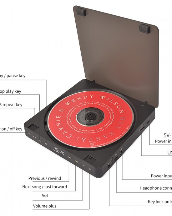 Kecag KC 708 Portable Retro Disc Album CD Player Black Kecag KC 708 Portable Retro Disc Album CD Player Black