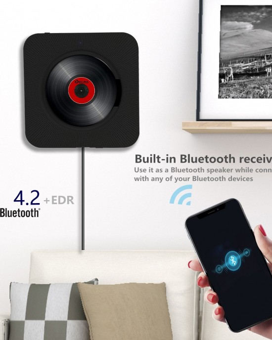 Kecag KC 808 6W Wall Mounted Bluetooth CD Player Black Kecag KC 808 6W Wall Mounted Bluetooth CD Player Black