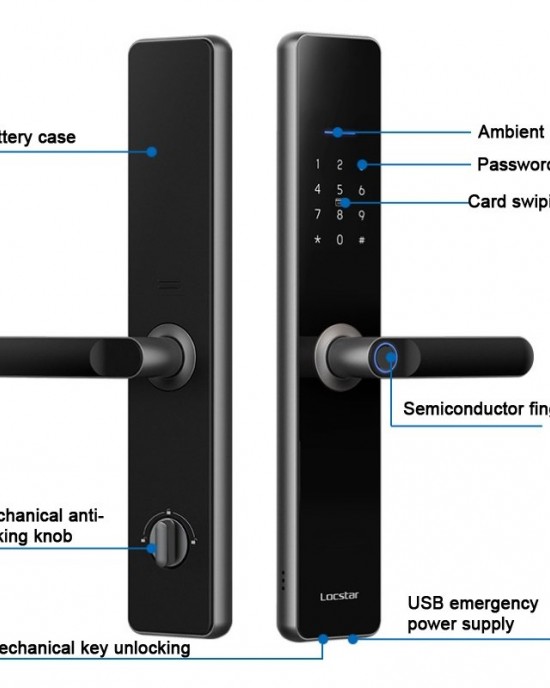 LOCSTAR Wifi Fingerprint Lock Home Security Door Password Lock Supports APP Remote Unlocking Space Gray LOCSTAR Wifi Fingerprint Lock Home Security Door Password Lock Supports APP Remote Unlocking Space Gray