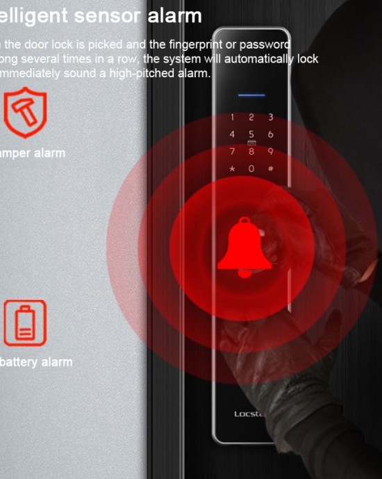 LOCSTAR Wifi Fingerprint Lock Home Security Door Password Lock Supports APP Remote Unlocking Space Gray LOCSTAR Wifi Fingerprint Lock Home Security Door Password Lock Supports APP Remote Unlocking Space Gray