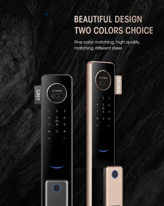 LOCSTAR T100A 3D Face Recognition Fingerprint Code Card Digital Door Lock Rose Gold LOCSTAR T100A 3D Face Recognition Fingerprint Code Card Digital Door Lock Rose Gold