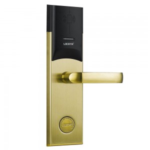 LOCSTAR 8088 RFID Card  Mechnical Key Unlock Hotel Door Lock  Rose Gold