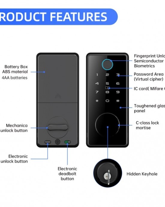 LOCSTAR C87 Automatic Fingerprint Lock Entry Door Password Smart Lock Black LOCSTAR C87 Automatic Fingerprint Lock Entry Door Password Smart Lock Black