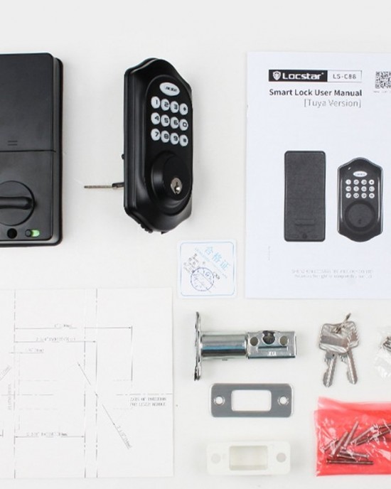LOCSTAR C88 Bluetooth Remote Tuya Automatic Smart Electronic Password Door Lock Black LOCSTAR C88 Bluetooth Remote Tuya Automatic Smart Electronic Password Door Lock Black