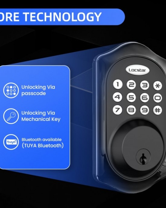 LOCSTAR C88 Bluetooth Remote Tuya Automatic Smart Electronic Password Door Lock Black LOCSTAR C88 Bluetooth Remote Tuya Automatic Smart Electronic Password Door Lock Black