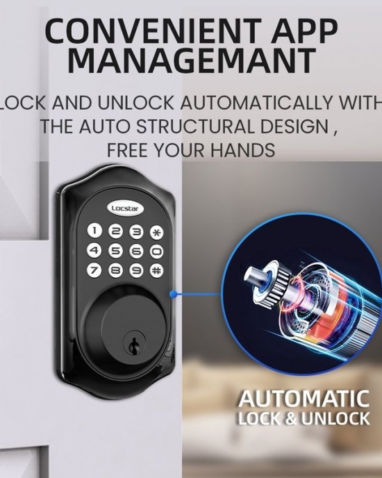 LOCSTAR C88 Bluetooth Remote Tuya Automatic Smart Electronic Password Door Lock Black LOCSTAR C88 Bluetooth Remote Tuya Automatic Smart Electronic Password Door Lock Black