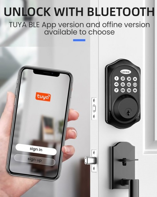 LOCSTAR C88 Bluetooth Remote Tuya Automatic Smart Electronic Password Door Lock Black LOCSTAR C88 Bluetooth Remote Tuya Automatic Smart Electronic Password Door Lock Black