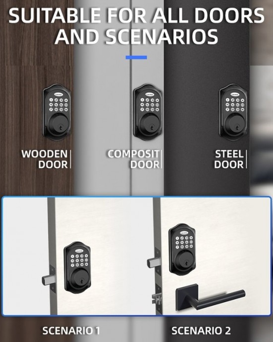 LOCSTAR C88 Bluetooth Remote Tuya Automatic Smart Electronic Password Door Lock Black LOCSTAR C88 Bluetooth Remote Tuya Automatic Smart Electronic Password Door Lock Black