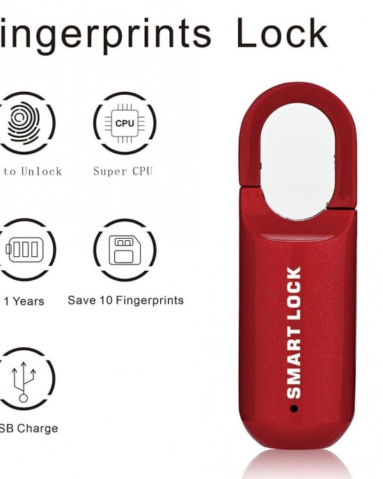 Smart USB Charging Bag Fingerprint Padlock Furniture Backpack Lock Black Smart USB Charging Bag Fingerprint Padlock Furniture Backpack Lock Black