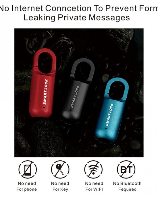 Smart USB Charging Bag Fingerprint Padlock Furniture Backpack Lock Red Smart USB Charging Bag Fingerprint Padlock Furniture Backpack Lock Red