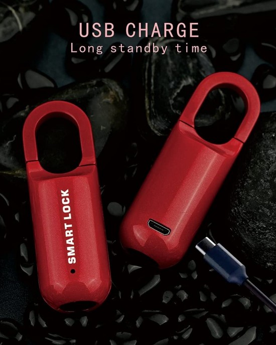 Smart USB Charging Bag Fingerprint Padlock Furniture Backpack Lock Black Smart USB Charging Bag Fingerprint Padlock Furniture Backpack Lock Black