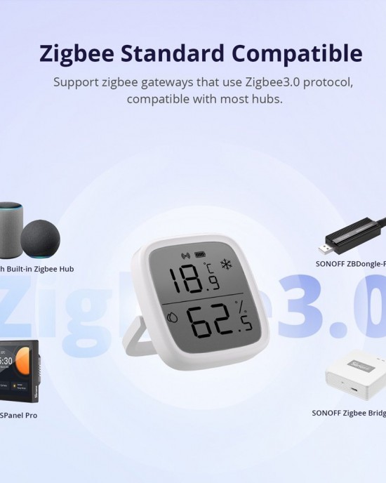 SONOFF SNZB 02D 2 5 inch LCD Smart Sensor Real Time Monitoring Linkage SONOFF SNZB 02D 2 5 inch LCD Smart Sensor Real Time Monitoring Linkage