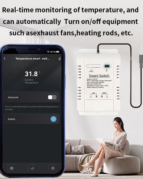 20A Smart WiFi Temperature Humidity Monitoring Switch TYTHE D1 with Remote Control Real Time Monitoring Comprehensive Record Keeping AC 85 250V High Current Compatibility Ideal for Smart Home Automation 20A Smart WiFi Temperature Humidity Monitoring Switch TYTHE D1 with Remote Control Real Time Monitoring Comprehensive Record Keeping AC 85 250V High Current Compatibility Ideal for Smart Home Automation